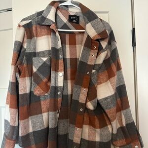 Active USA Burnt Orange/Blue Plaid Shirt Jacket
